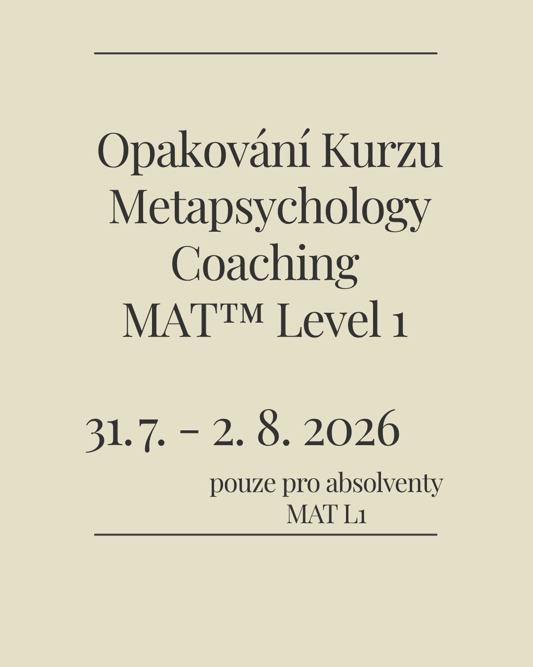 OPAKOVÁNÍ KURZU MAT L1 – 31. 7. – 2. 8. 2026